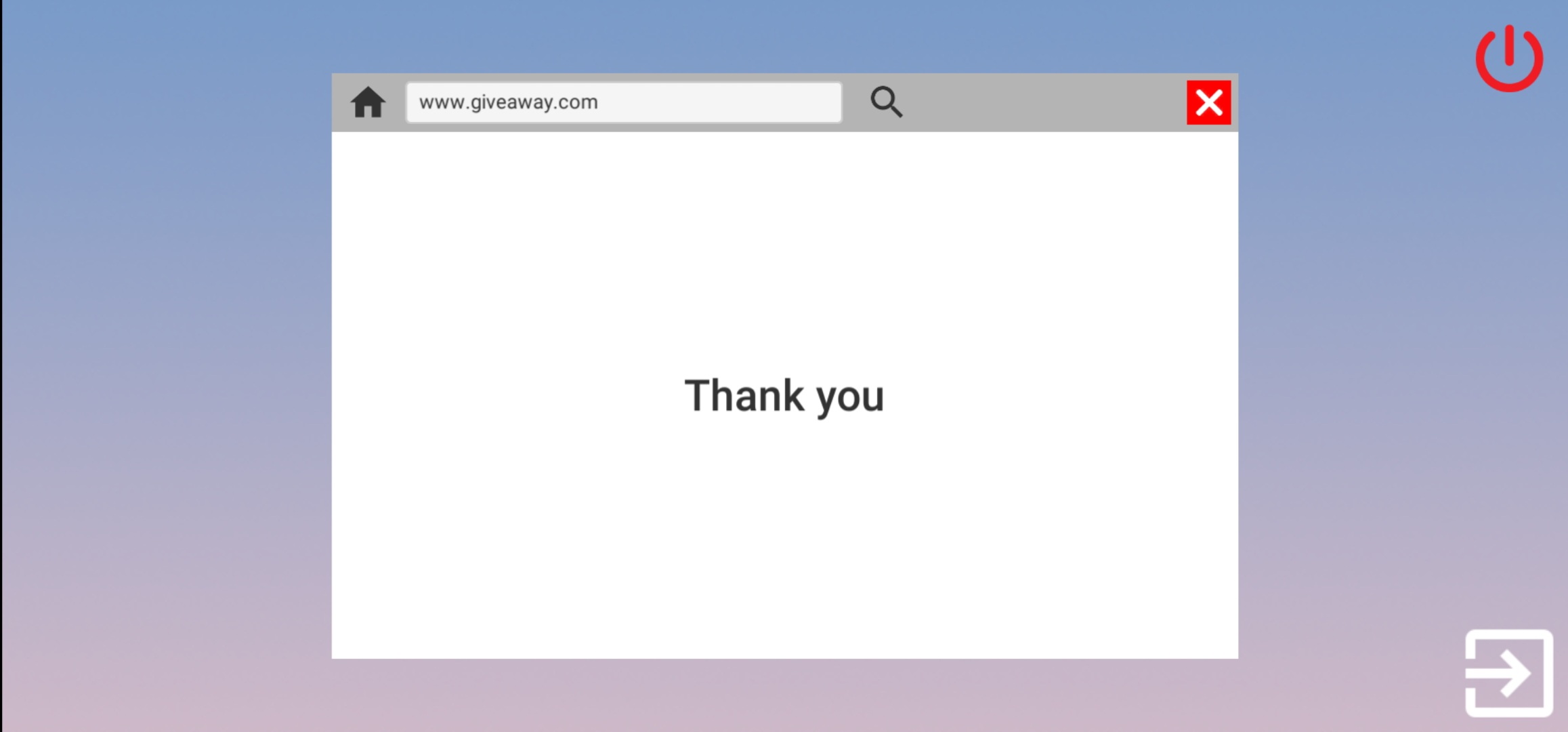 Giveaway website saying "Thank You"